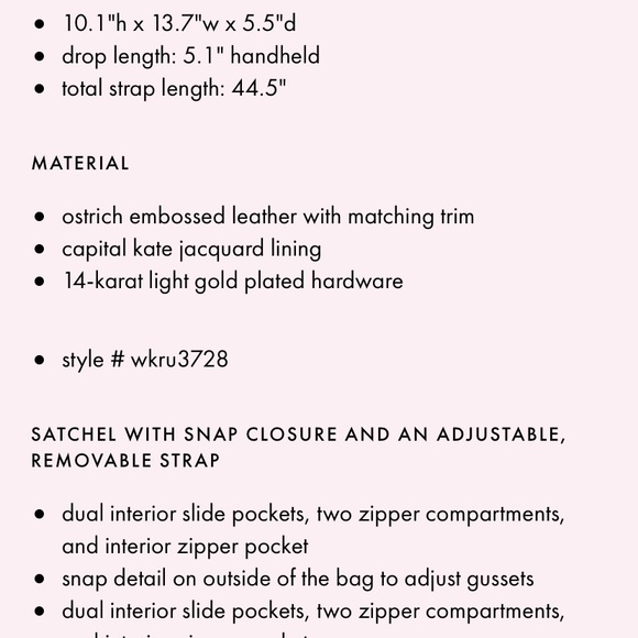 BN Kaye Spade Bristol Drive Ostrich Loden - Picture 4 of 4